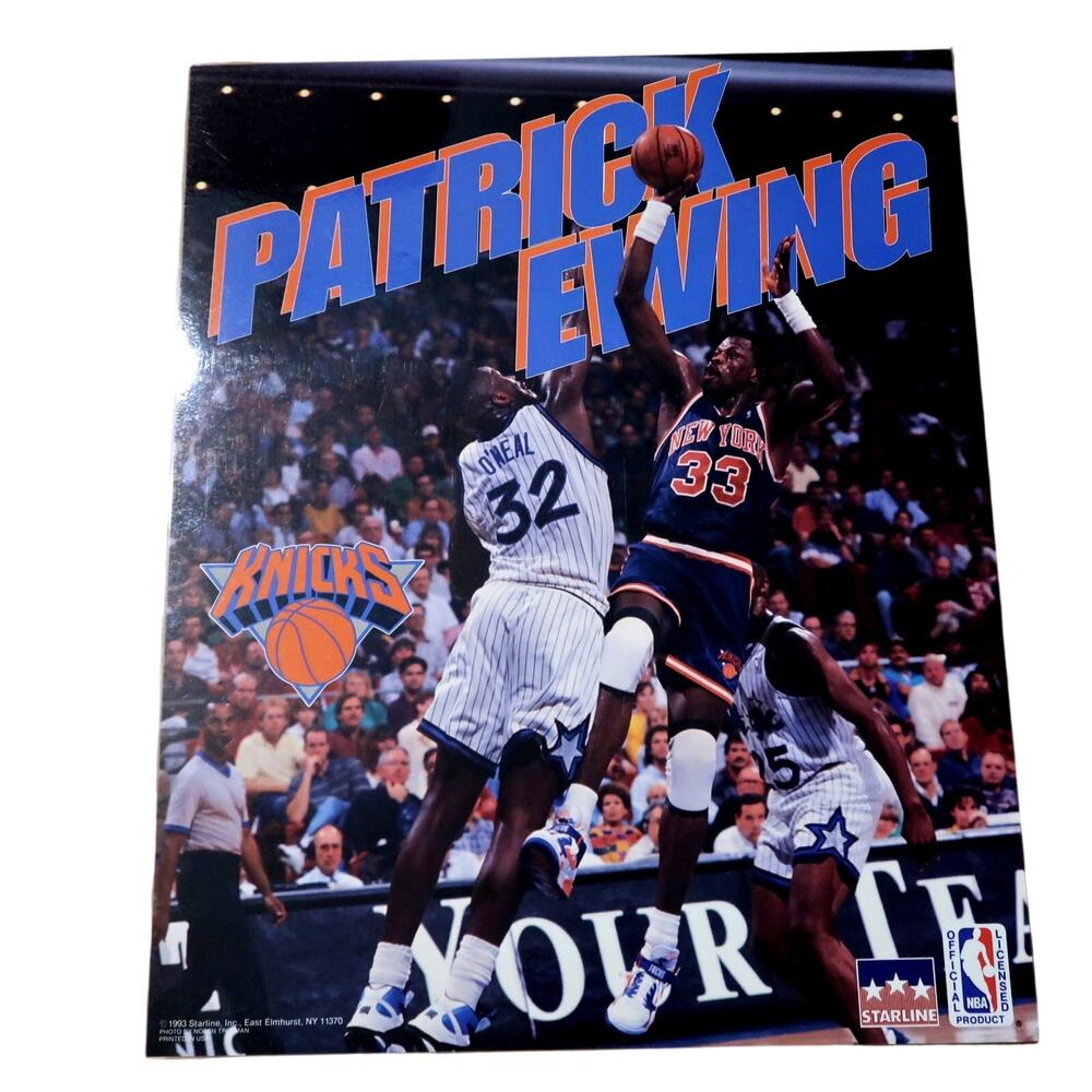 Starline Patrick Ewing Shaq Poster NBA New York Knicks 1993 Vintage 16 x 20 in